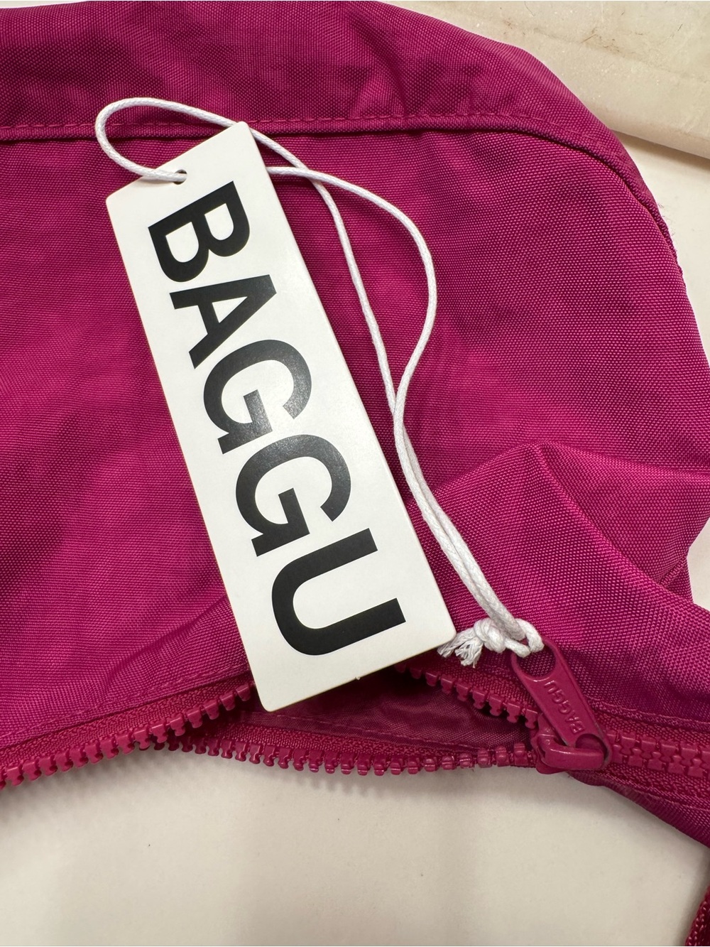 BAGGU Small Nylon Crescent Bag - Deep Fuchsia - Picture 6 of 8